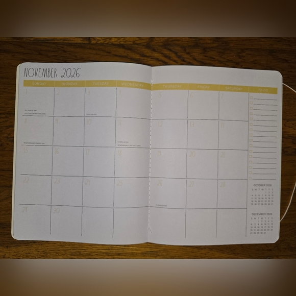 New Rae Dunn 2026 Monthly Planner 12-month Black/Ivory Stripes Calendar - Picture 11 of 13